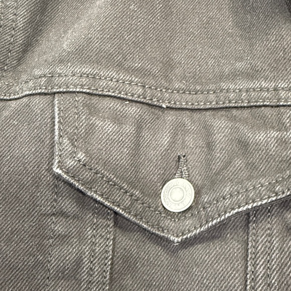 Old Navy Black Denim Sherpa LinedJacket for Men Size Large Collared Trucker Coat - Picture 16 of 16